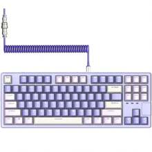 Ak873/x87 遊戲機械鍵盤,配備 Rgb 背光、熱插拔、pbt 鍵帽,75% 鍵盤佈局,符合人體工學,附有定制編織 Usb/type-c 纜,與薰衣草/白色軸兼容 - 薰衣草紫/白色開關 - 查看 1