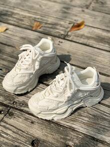 新款春秋季女士白色楔形厚底魚嘴鞋,透氣防滑厚鞋底