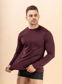 Men Shirts - 酒紅色 - 查看 1