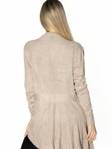 Suéter Cárdigan Largo abierto Dama Mujer - Beis - Ver 4