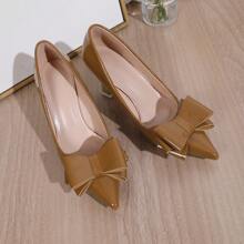 Giày cao gót thời trang Âu Mỹ cho nữ mũi nhọn, cổ thấp và nơ, cho mùa xuân thu 2023 - màu nâu - Xem 8