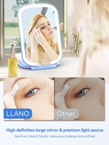Llano Portable Makeup Mirror LED With Lighting Fluorescent Mirror Folding Storage Beauty Mirror-Blue, Compact Mirror, Pocket Small Vanity Mirror, Living Room Home Bedroom Bathroom House Decor, Travel Stuff, Wedding, Party, Birthday, Gifts For Men Mom Dad Best Friends Teacher, New Years, Accessories, Funny Gift - Baby Blue - View 2