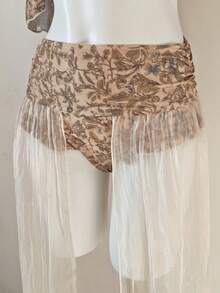 Set da 3 pezzi di costumi da bagno per donna, costume da bagno con gonna rimovibile, spalle scoperte e rifiniture arricciate, adatto per spiaggia, viaggio e spa estiva