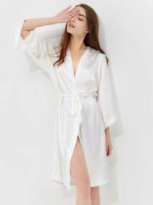 White Bridal Robe - White - View 4
