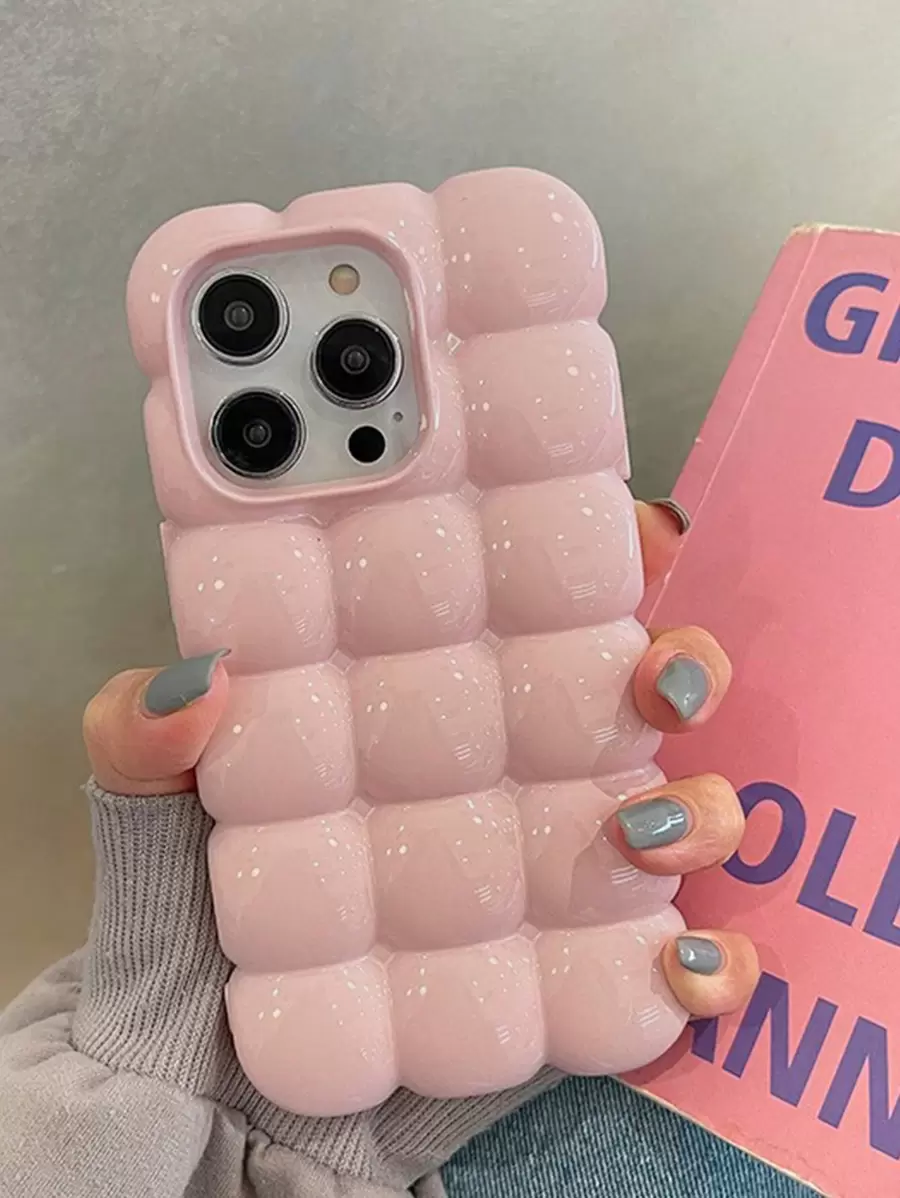 苹果婴儿粉色 1 件 3D 果冻硅胶防震手机壳 兼容 iPhone 12/11/iPhone 13/iPhone 14 - 粉色 - 查看 1