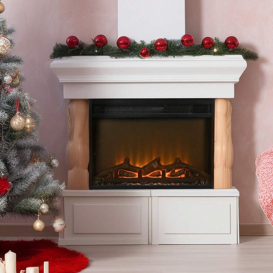 Electric Fireplace, 23 Inches Electric Fireplace Insert, Christmas Fireplace Heater With Overheating Protection, Fire Crackling Sound, Remote Control, 1400W, Black - Black - View 1
