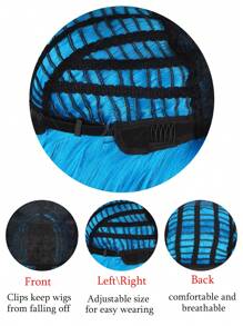 26inch Long Synthetic Machine Woven Wig, Blue, Curly Wavy Hairstyle - Blue - View 7