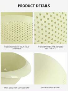 1pc White Plastic Rice Strainer, Multi-functional Kitchen Colander With Filter For Washing Vegetables And Fruits - White - View 9