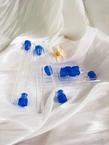 10入組15x100mm透明塑料管容器,透明試管藍色蓋糖果瓶浴鹽容器,婚禮禮品,美容工具,化妝品包裝瓶 - 無色 - 查看 1