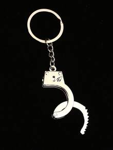 1pc Creative Handcuffs Shaped Zinc Alloy Keychain For Gift Bag Decoration - Silver - View 4