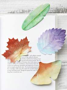 3pcs Random Fresh & Realistic Tree Leaf Shaped Memo Pad, Perfect For Notes And Messages - Multicolor - View 5