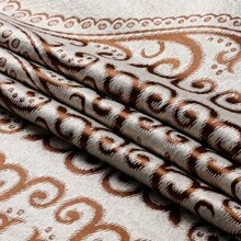 1pc American Style Bat Shaped Jacquard Blackout Curtain With Dual Color Sides And Anion Function - Coffee Brown - View 6