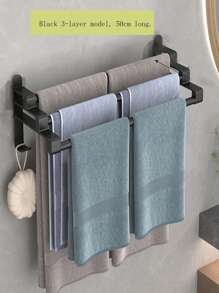 1 Pièce Porte-serviettes Multifonctionnel Noir - Organisateur De Couverts À Montage Mural - Étagère Murale Flexible Pour Couverts Et Accessoires De Cuisine