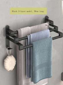 1 Pièce Porte-serviettes Multifonctionnel Noir - Organisateur De Couverts À Montage Mural - Étagère Murale Flexible Pour Couverts Et Accessoires De Cuisine