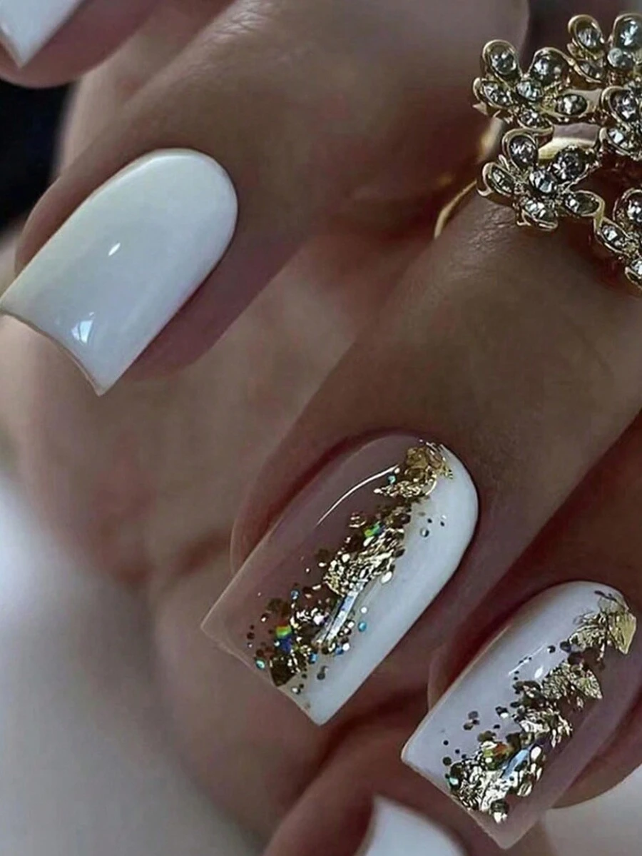 24pcs Short Sea-blue Solid Color Nail Tips, 1pc Jelly Gel & 1pc Sanding Stick Included - Multicolor - View 1