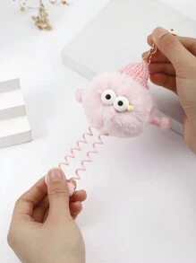 1 件个性化时尚粉色春季毛绒包挂件，可爱煤炭装饰背包、钱包、女孩日常书包装饰，可伸缩手脚汽车饰品女士 - 彩色 - 查看 4