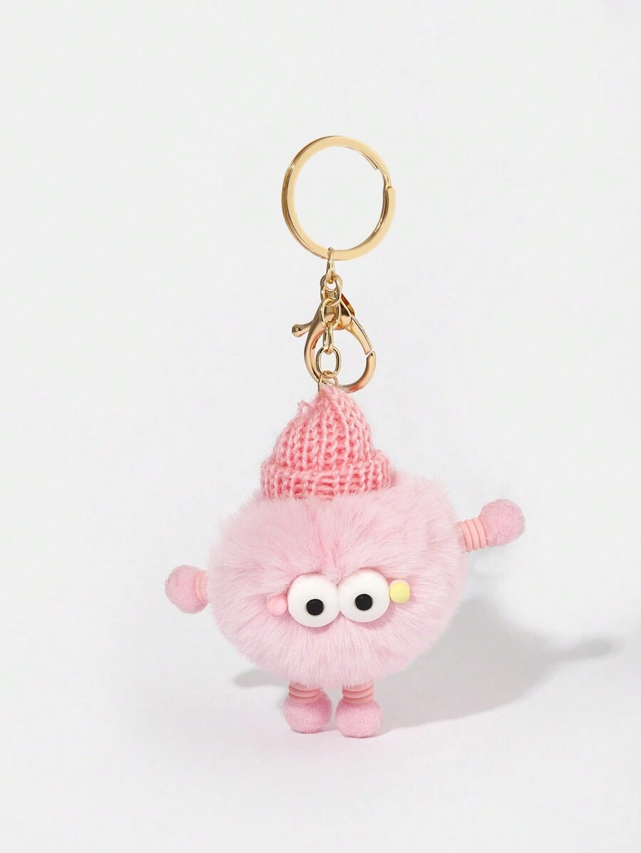 1 件个性化时尚粉色春季毛绒包挂件，可爱煤炭装饰背包、钱包、女孩日常书包装饰，可伸缩手脚汽车饰品女士 - 彩色 - 查看 1