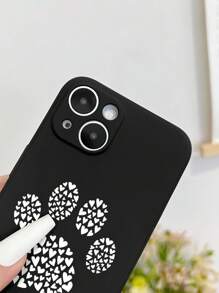 1个彩色爱心和狗狗爪印图案手机壳，兼容三星/苹果手机，国际版，非国内版 - 彩色 - 查看 3