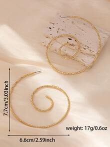 1pair European & American Style Spiral Geometric C Design Hoop Earrings - Yellow Gold - View 5
