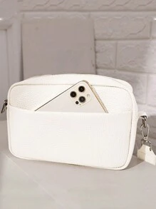 Yogodlns 復古寬帶單肩包,編織邊方形手提包,女士pu皮革活蓋手提包經典百搭方形肩背包,拉鍊多功能肩背包