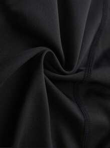 秋冬男士运动服套装 - 速干保暖内衬上衣和高弹紧身裤，适合跑步和训练健身服男士 - 黑色 - 查看 5