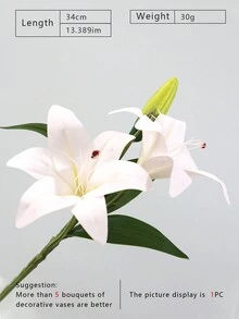 2 朵花和 1 朵百合花凝膠膜人造花客廳家居裝飾,白色