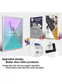 5 Pcs A3/A4 Magnetic Self-Adhesive Wall Mounted Display Frame & Plastic Transparent Document Frame, Frosted Self-Adhesive Frame - Silver Color Gifts Birthday Graduation