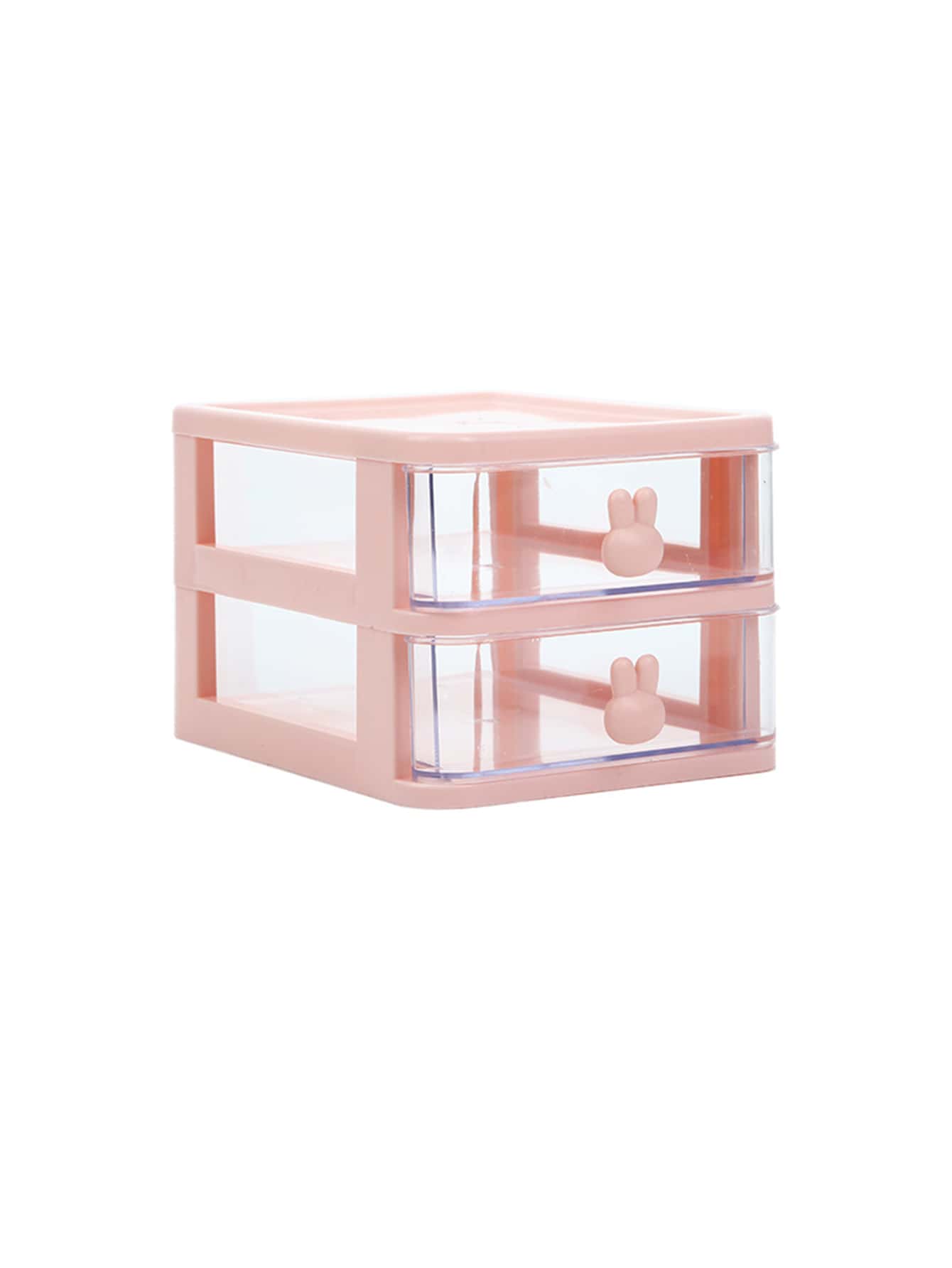 1pc Pink Double Layer Drawer Style Jewelry Storage Box - Pink - View 1