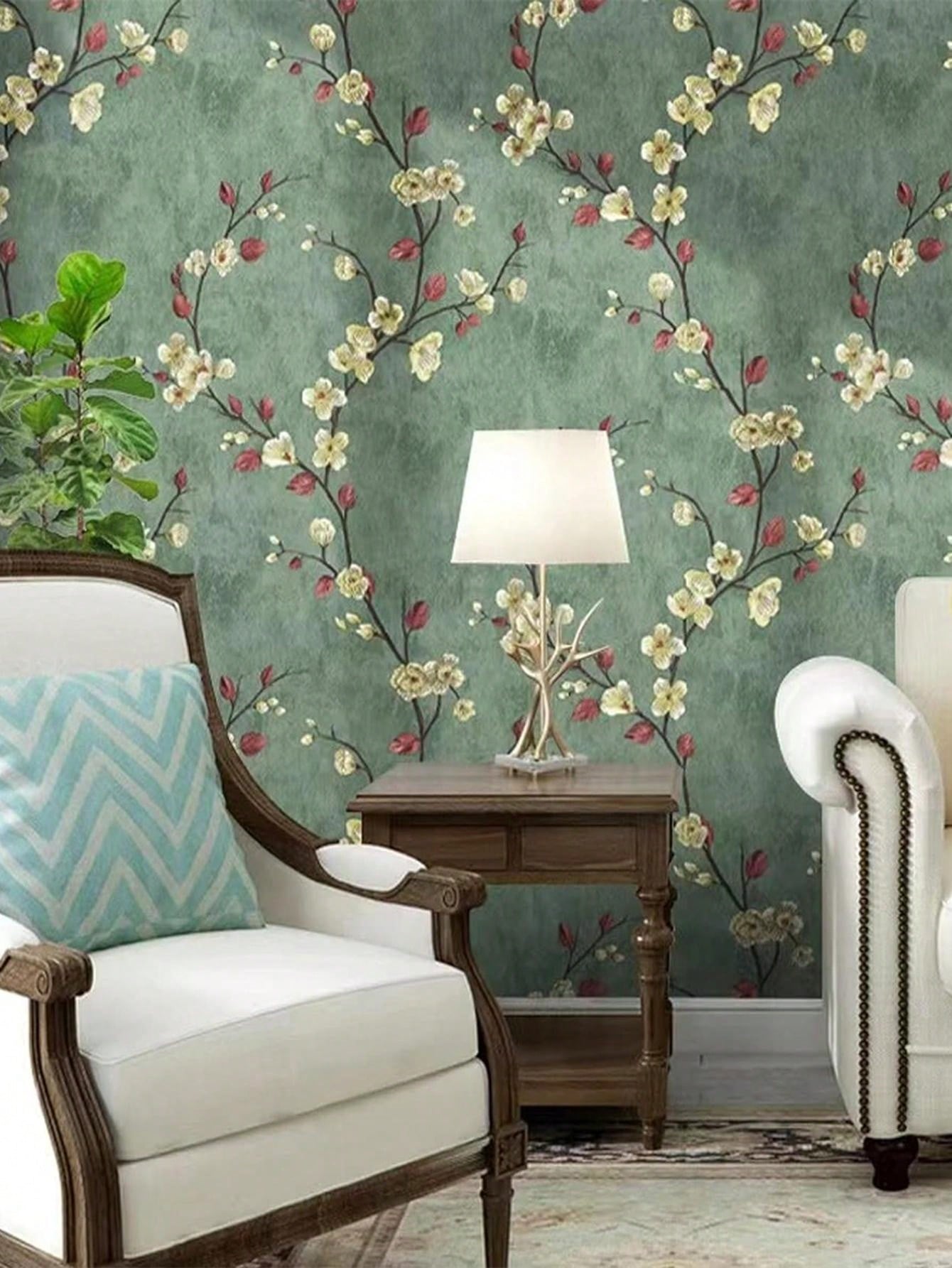 Green Leaf Contact Paper Floral Peel and Stick Wallpaper Vintage