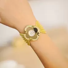 BAOHE 1pc Ladies' Gold Butterfly Strap Inlaid With Diamonds Quartz Wristwatch, Valentine's Day Gift