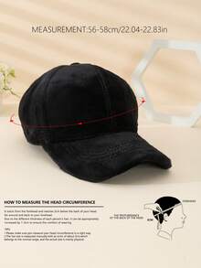 男女通用厚实保暖简约风格经典时尚百搭纯色仿貂皮大檐棒球帽，适合秋冬季日常穿着、购物和派对活动，可搭配运动衫、外套等。 - 黑色 - 查看 5