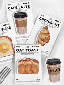 30 Sheets Bread & Coffee Themed Creative Ins Memo Pad, Students Can Use As Message Sticky Note Paper. Perfect As Student Rewards