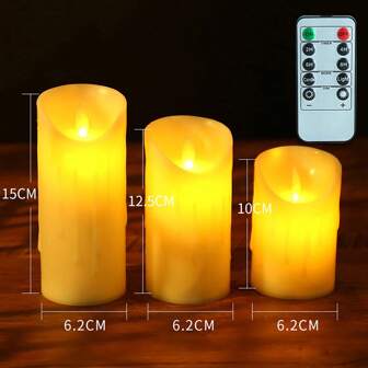 Led Electronic Candle Lights Waterproof Flickering Flame Candles Swinging & Simulated Paraffin Wax Design For Bar, Restaurant, Wedding, Christmas, New Year Gift Set Of 3 (Batteries Not Included), Fall Decorations, Halloween Decor Outdoor