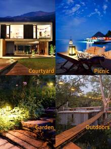 2/4 包太阳能灯笼悬挂式太阳能灯，3 种模式防水悬挂灯笼户外灯闪烁火焰露营灯笼装饰帐篷花园露台小径，圣诞节万圣节装饰 - 彩色 - 查看 11