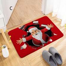 聖誕主題地墊,聖誕老人和馴鹿圖案適合臥室或浴室使用