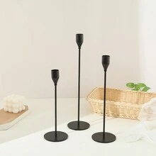 3入組啞光蠟燭座,適用於細螺紋蠟燭 - 黑色 - 查看 2