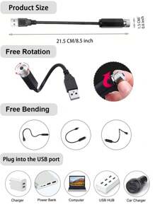 Usb星空車內激光氛圍燈,室內/室外投影燈,車用環境燈 - 查看 2