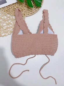 Women Knit Tops - Màu Hồng baby - Xem 2