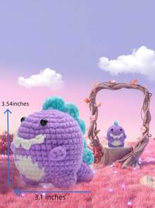 1set Purple Dinosaur Crochet Kit For Beginners, Including Yarn And Step-By-Step Instructional Video - Multicolor - View 4