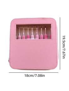 New Arrival Soft Handle Crochet Hook Set 8pcs/pack With Pu Packaging, Yarn Scissor, Knitting Needle Set - Pink - View 5