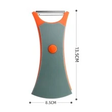 2-in-1 Multifunctional Fruit Peeler With Flower Pattern Edges For Kitchen, Rotatable Peeler For Peeling And Garnishing, Space Saving Design - orange gray - View 5