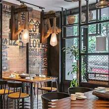 美式鄉村風格創意木質復古繩索壁燈,適用於客廳,餐廳,酒吧,獨特的工業風單頭壁燈使用網狀燈罩 - 無色 - 查看 10