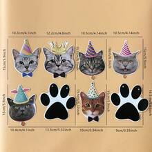 新品貓形派對旗幟,每包8入 - 彩色 - 查看 2