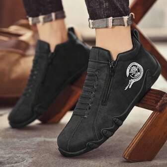 秋冬新款男士側拉鏈休閒鞋