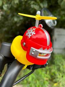 1pc Yellow Duck & Red Snowflake Shaped 3 Tiered Helmet Decor For Motorbike With Ring Bell When Squeezed, Universal Style - Multicolor - View 5