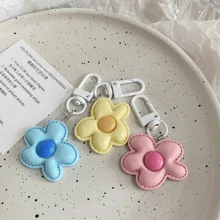 6件套彩色花朵钥匙扣可爱汽车钥匙链女孩包包吊坠钥匙配饰朋友情侣礼物情人节汽车饰品包包挂件 - 彩色 - 查看 5