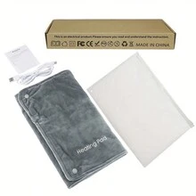 1pc 5V2A Graphene USB Rechargeable Electric Heating Pad For Keeping Warm, Constant Temperature Around 50°C, Keep Belly & Back Warm - Grey - View 3