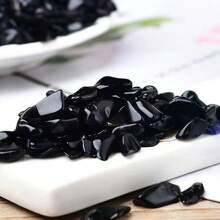 200克天然黑曜石碎片,適用於水族箱造景,磨光的石頭也可以用於裝飾和磁化 - 黑色 - 查看 4