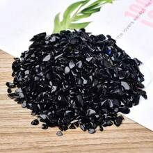 200克天然黑曜石碎片,適用於水族箱造景,磨光的石頭也可以用於裝飾和磁化 - 黑色 - 查看 1