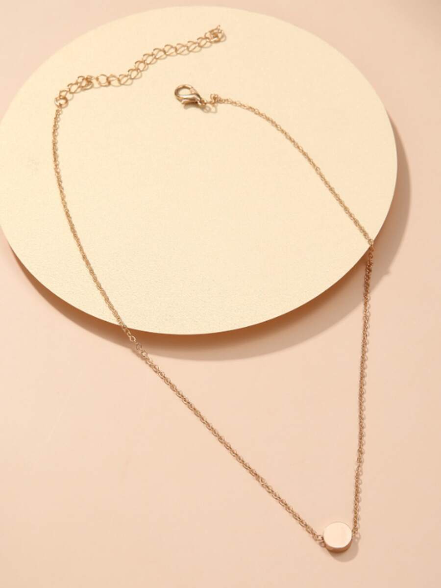 1入時尚簡約的18k金色-鍍女不銹鋼圓形吊墜項鍊,適用於時尚奢華的珠寶禮物